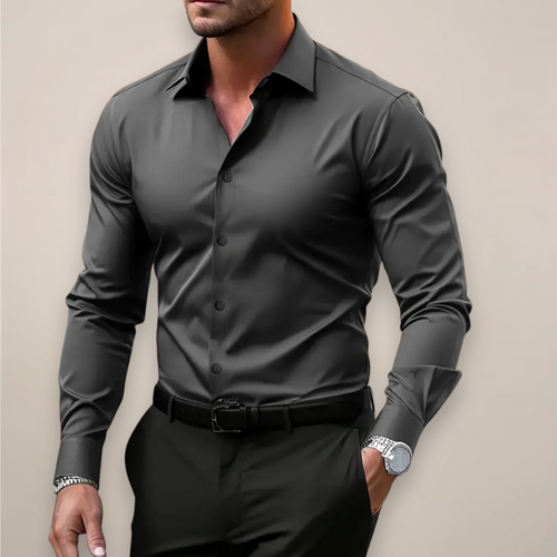 Men's Classic Notched-Collar Long-Sleeve Shirt