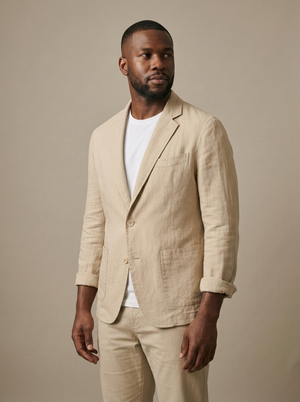 Men's Linen-Blend Patch-Pocket Blazer