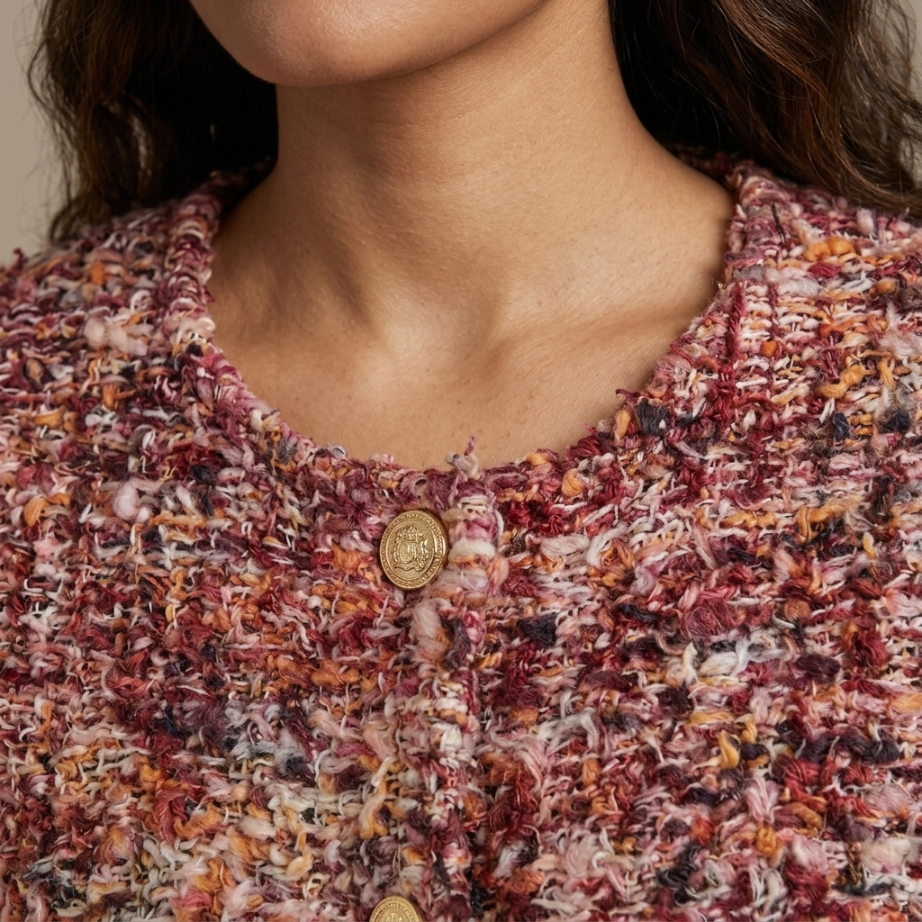 Close-up of Cropped Multicolour Tweed Jacket detail