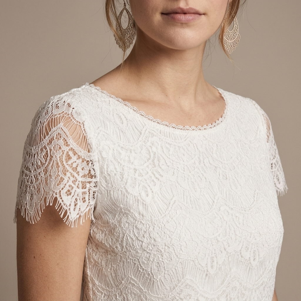 Close-up of Lace Crop Top and High-Low Skirt Set detail
