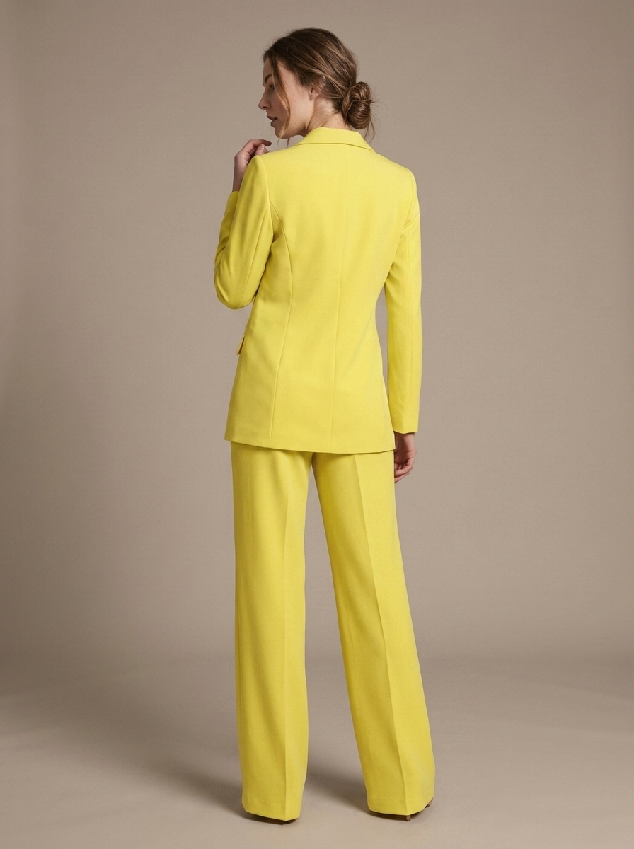 Lemon Yellow Tailored Two-Piece Suit worn by a model, back view