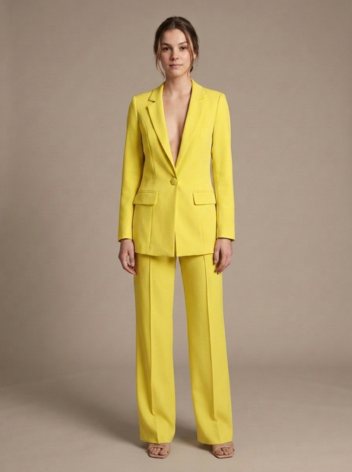 Lemon Yellow Tailored Two-Piece Suit worn by a model, front view