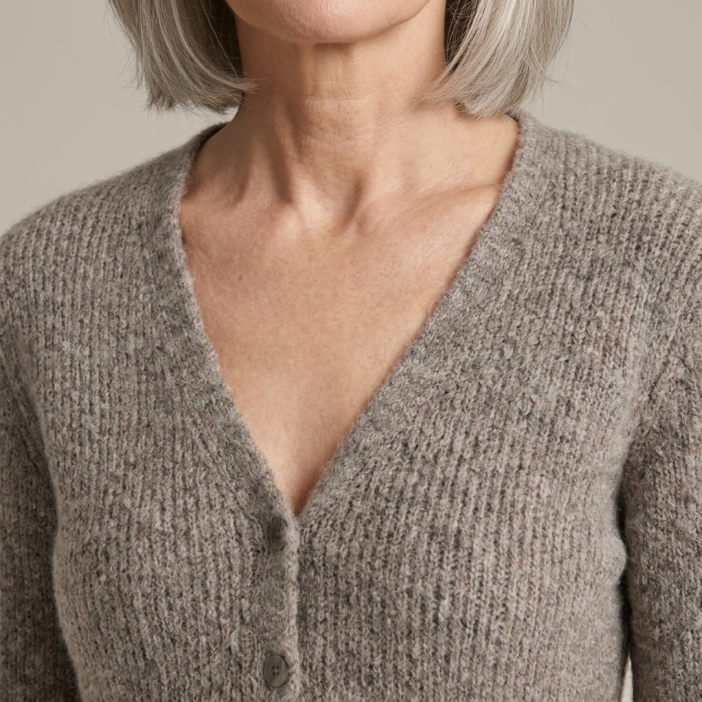 Close-up of Maxi Ribbed Knit Button-Front Cardigan detail