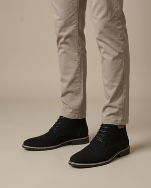 Men's Black Suede-Look Ankle Boots