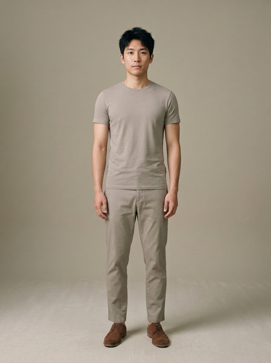 Men's Brown Suede Lace-Up Shoes worn by a model, front view