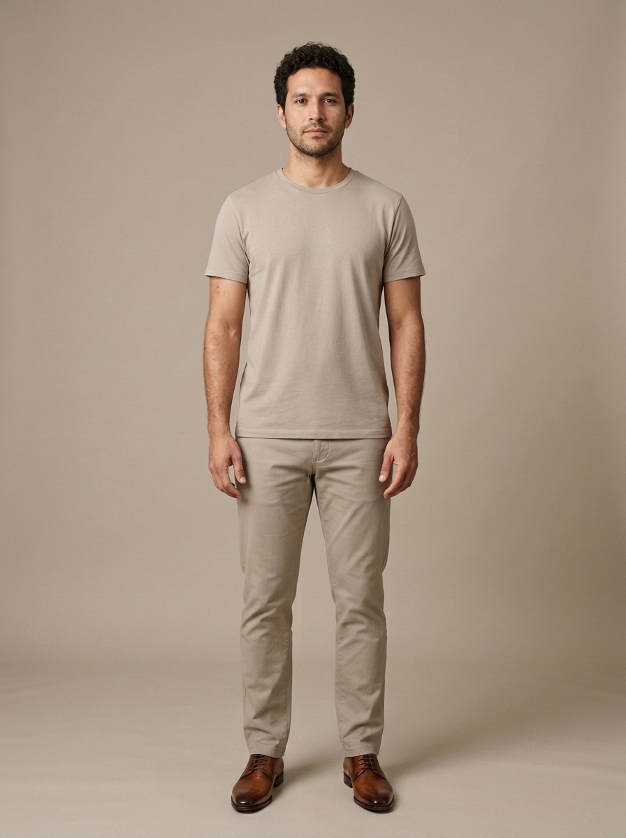 Men's Burnished Brown Leather Derby Shoes worn by a model, front view