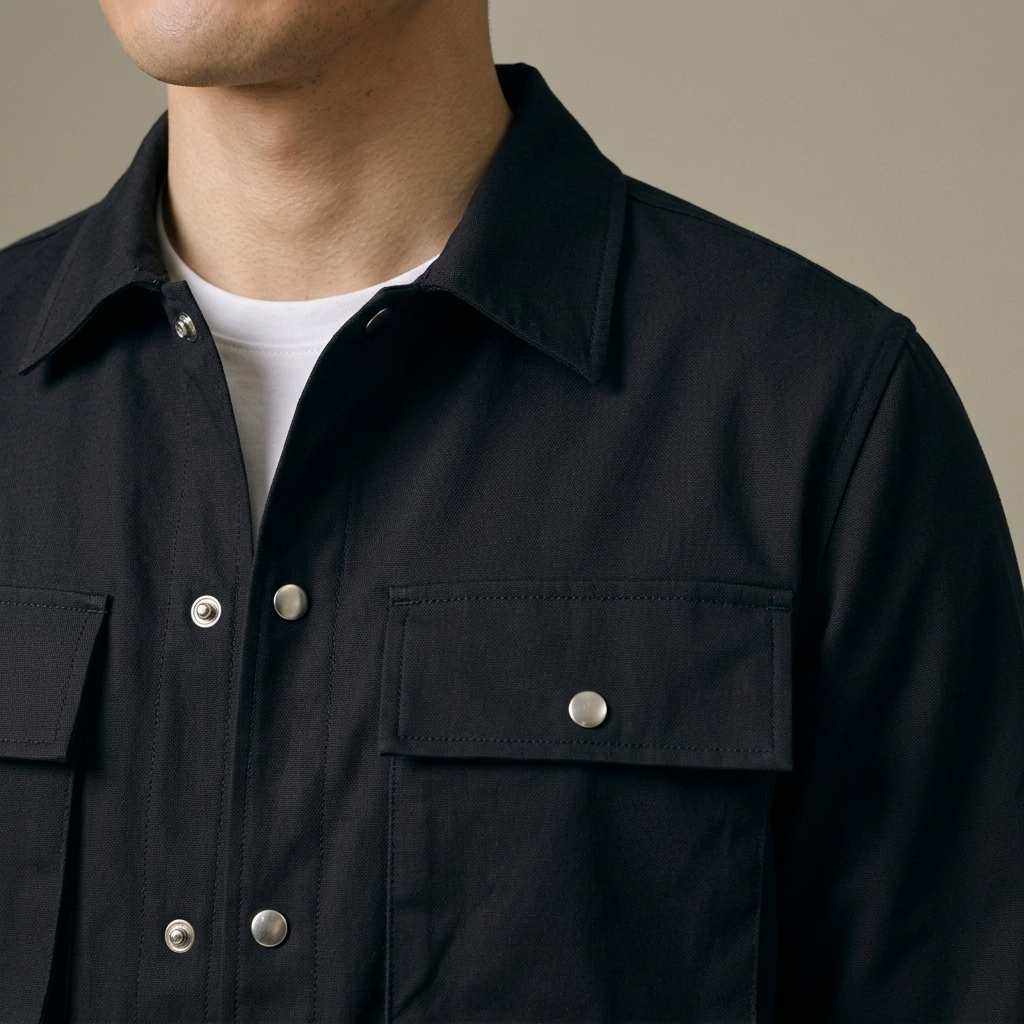 Close-up of Men's Cargo Overshirt and Jogger Set detail