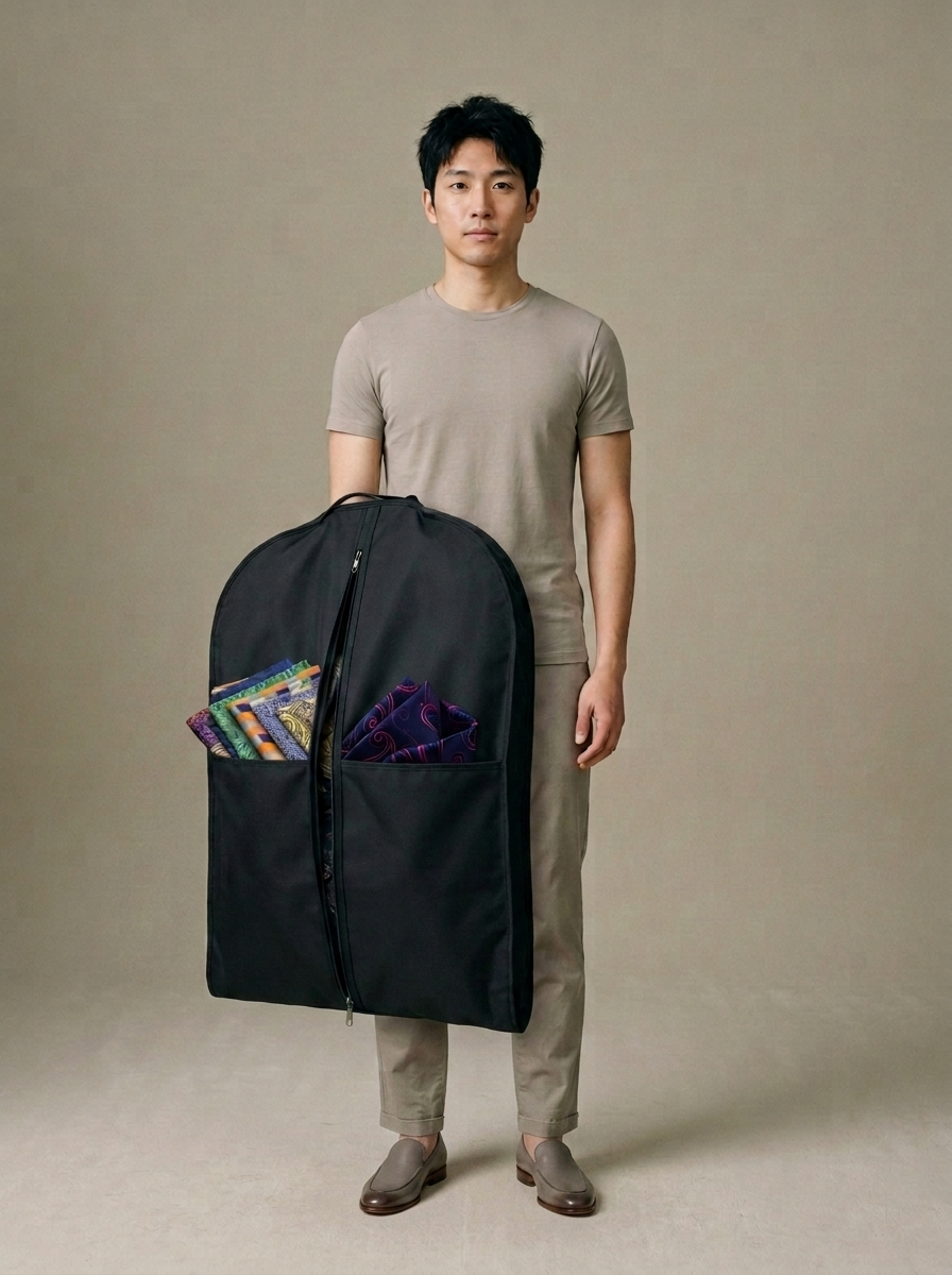 Men's Patterned Pocket Squares, Silk Blend worn by a model, front view