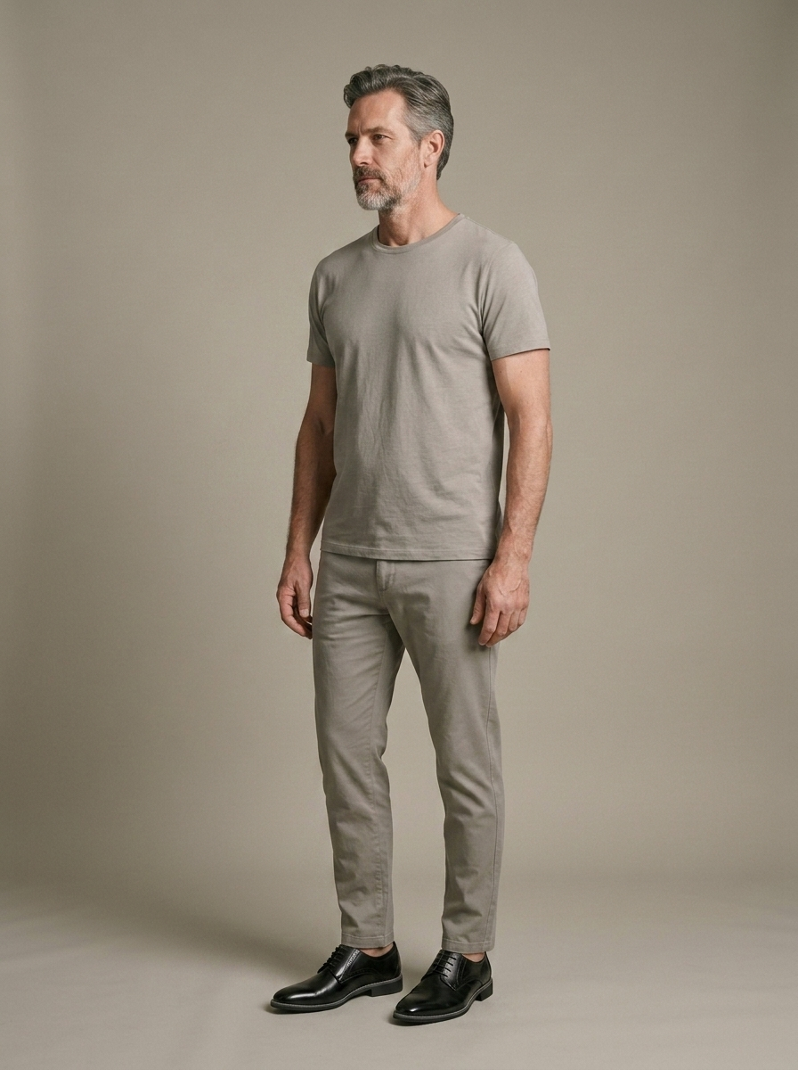 Men's Polished Leather Oxford Dress Shoes worn by a model, three-quarter angle