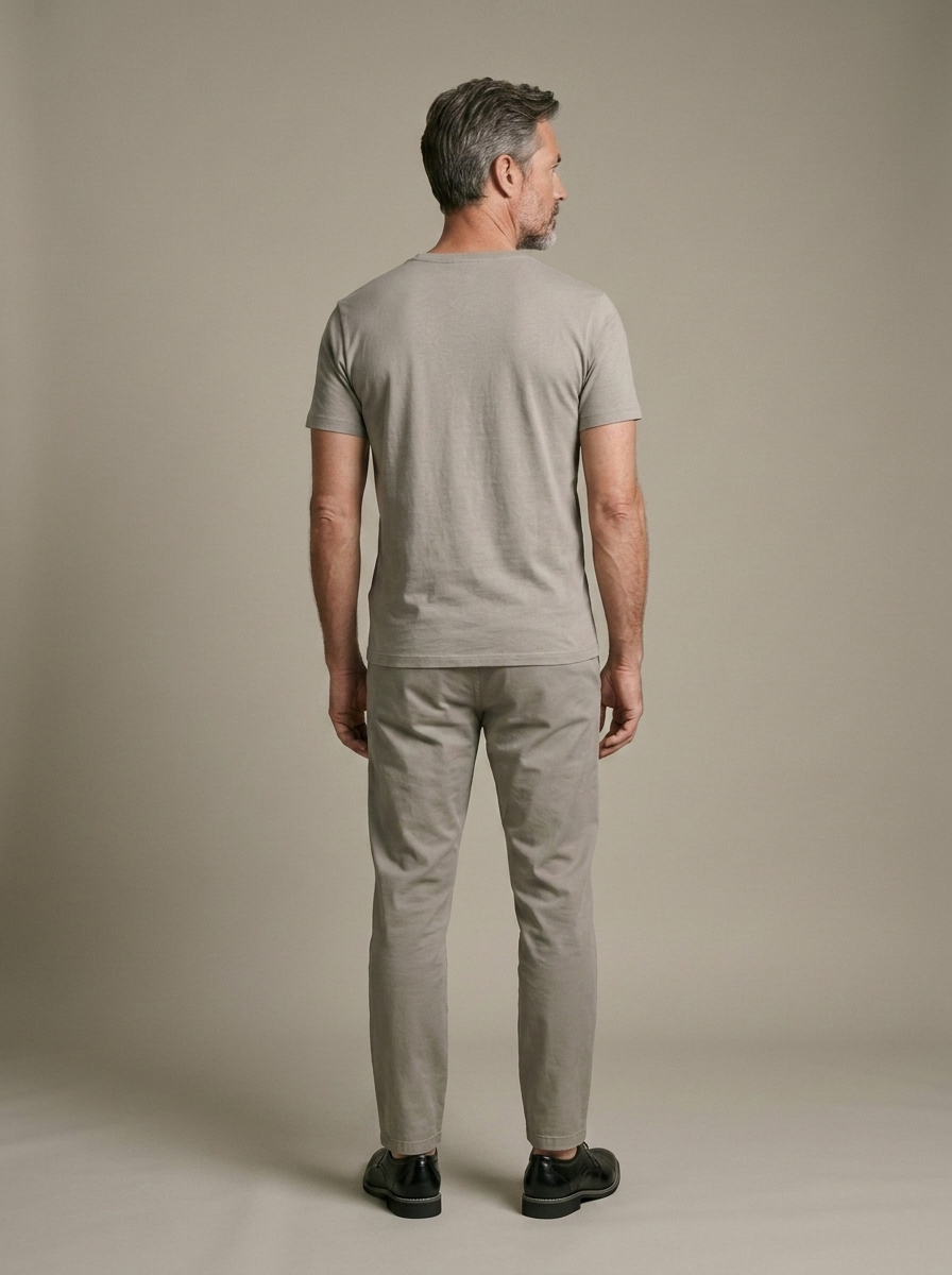 Men's Polished Leather Oxford Dress Shoes worn by a model, back view