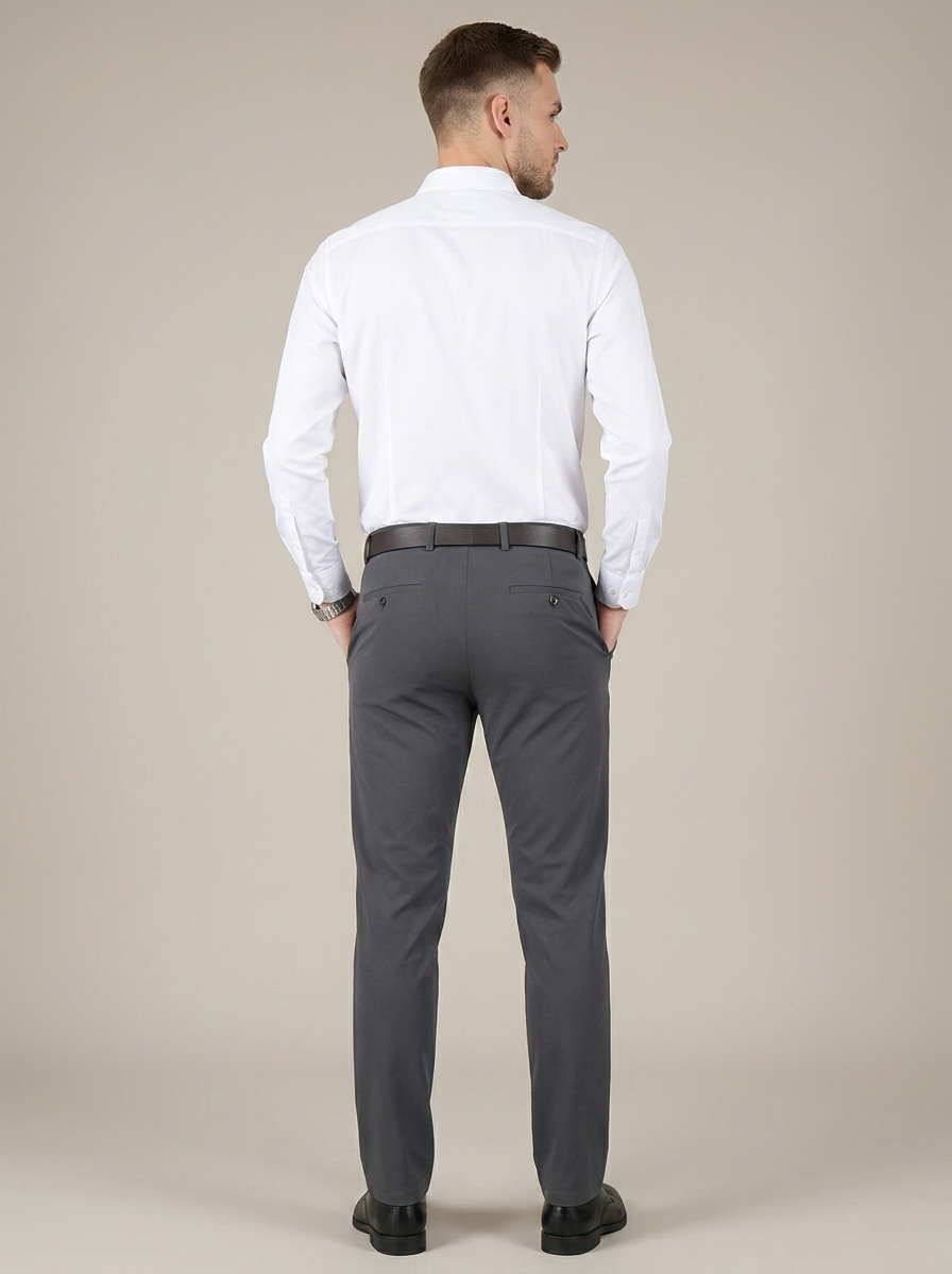 Men's Slim Fit Tailored Trousers worn by a model, back view