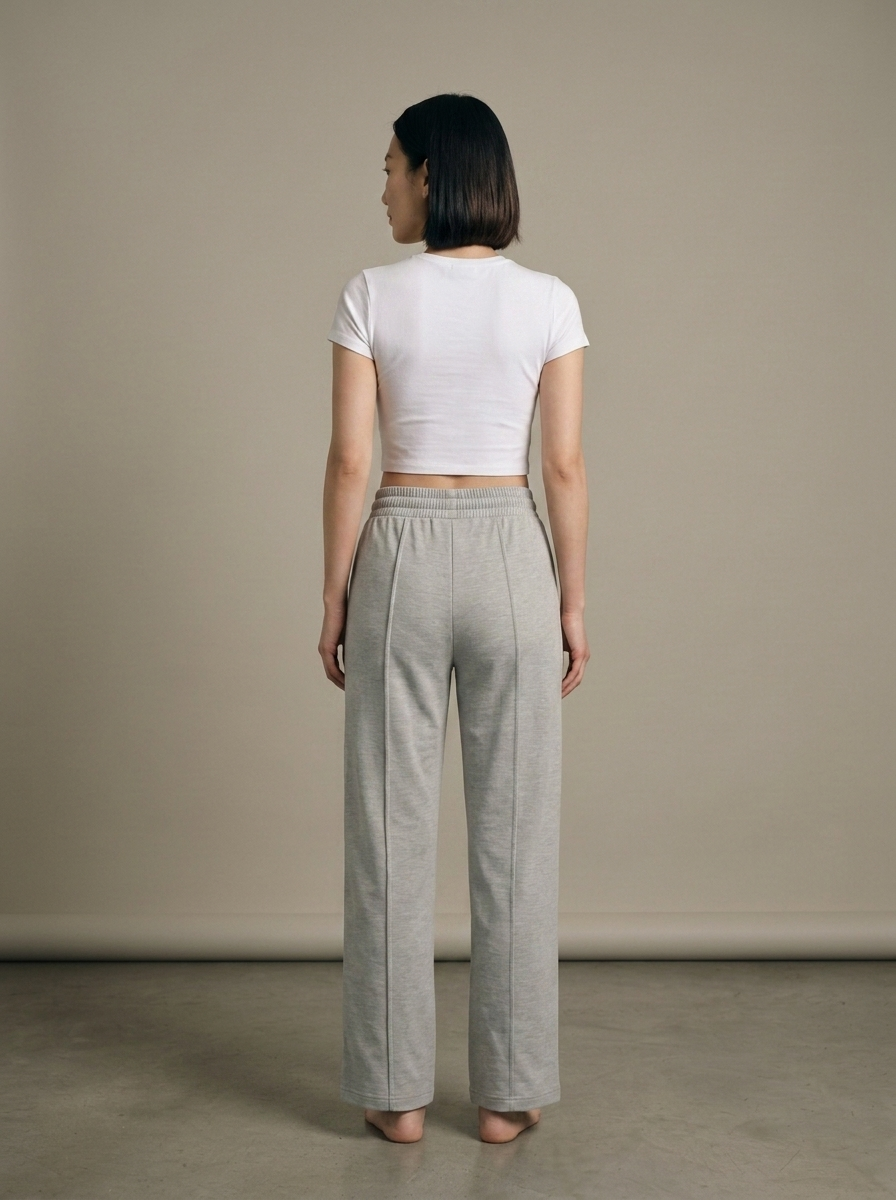 Sweatpants, Wide-Leg Jersey Drawstring worn by a model, back view