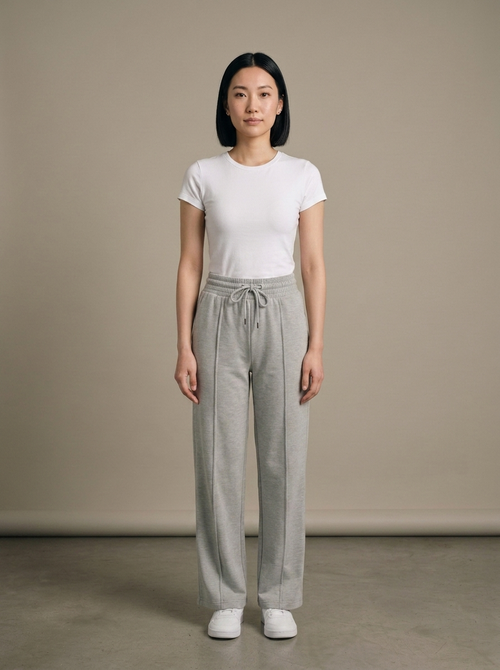 Sweatpants, Wide-Leg Jersey Drawstring worn by a model, front view