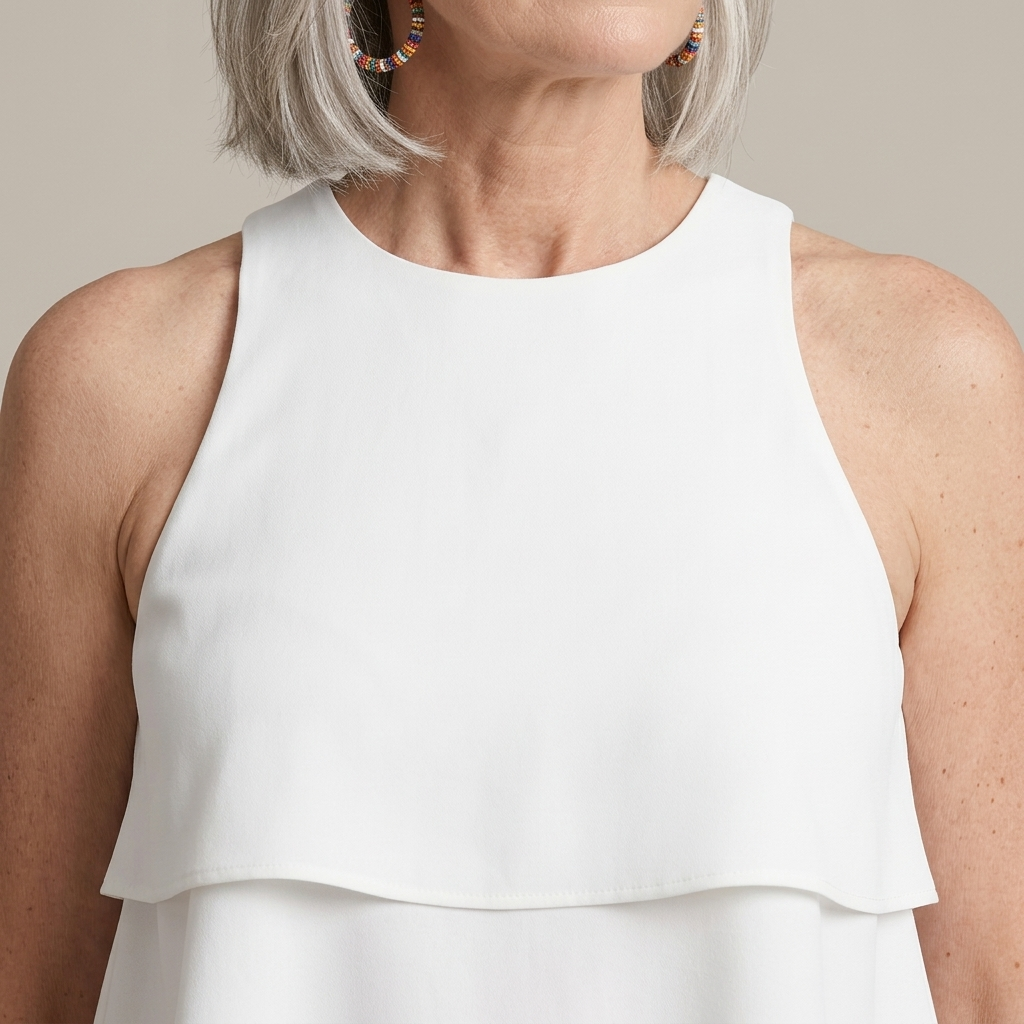 Close-up of White Layered High Neck Playsuit detail